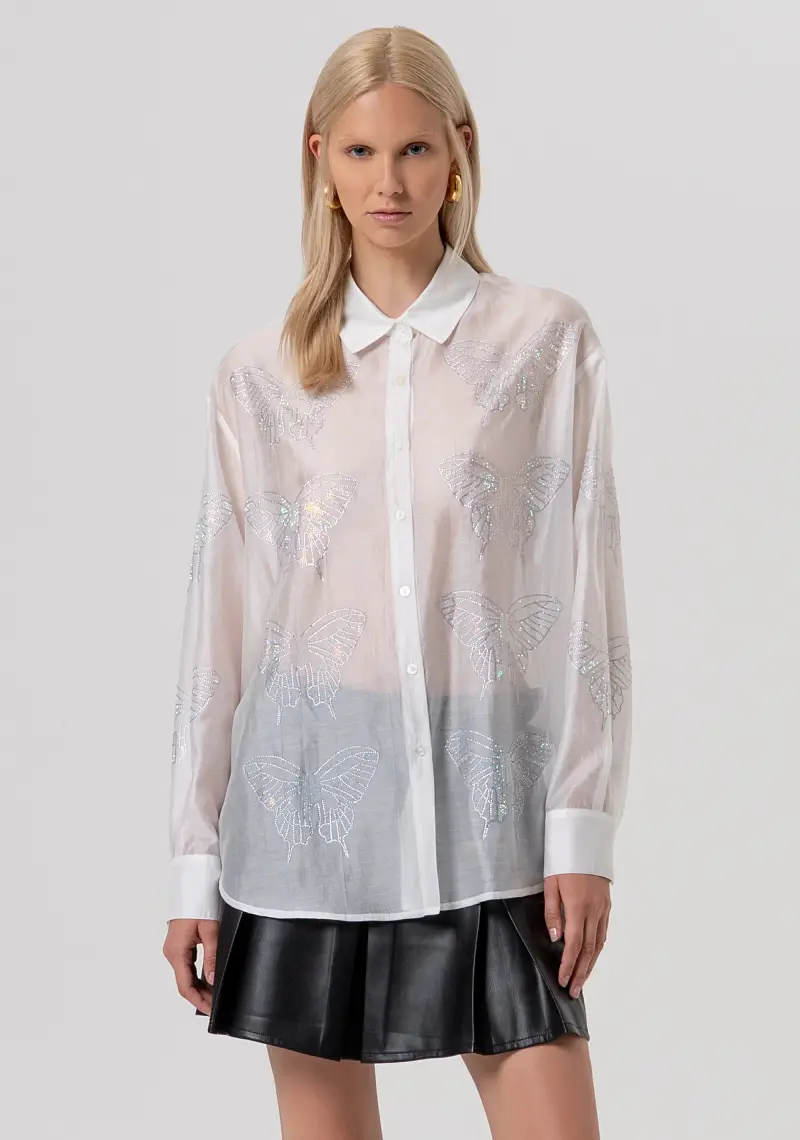 Camicia regular in organza di tencel