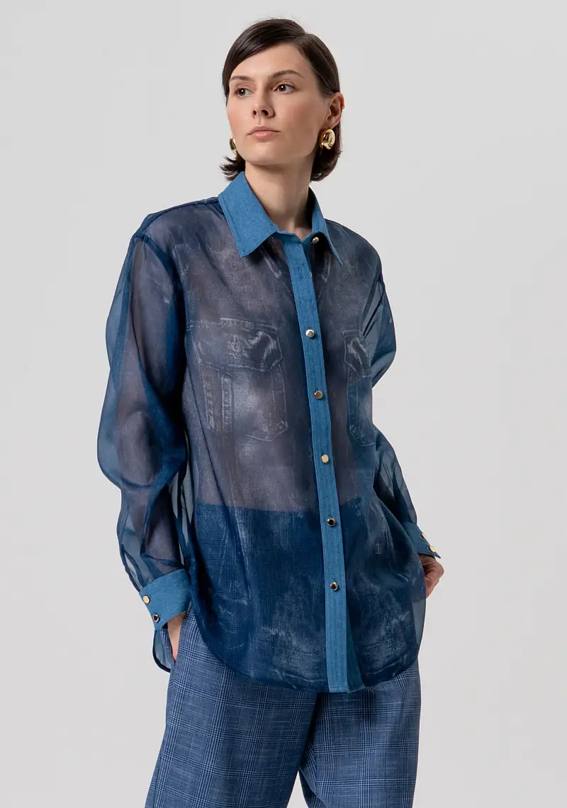 Camicia regular in organza stampata