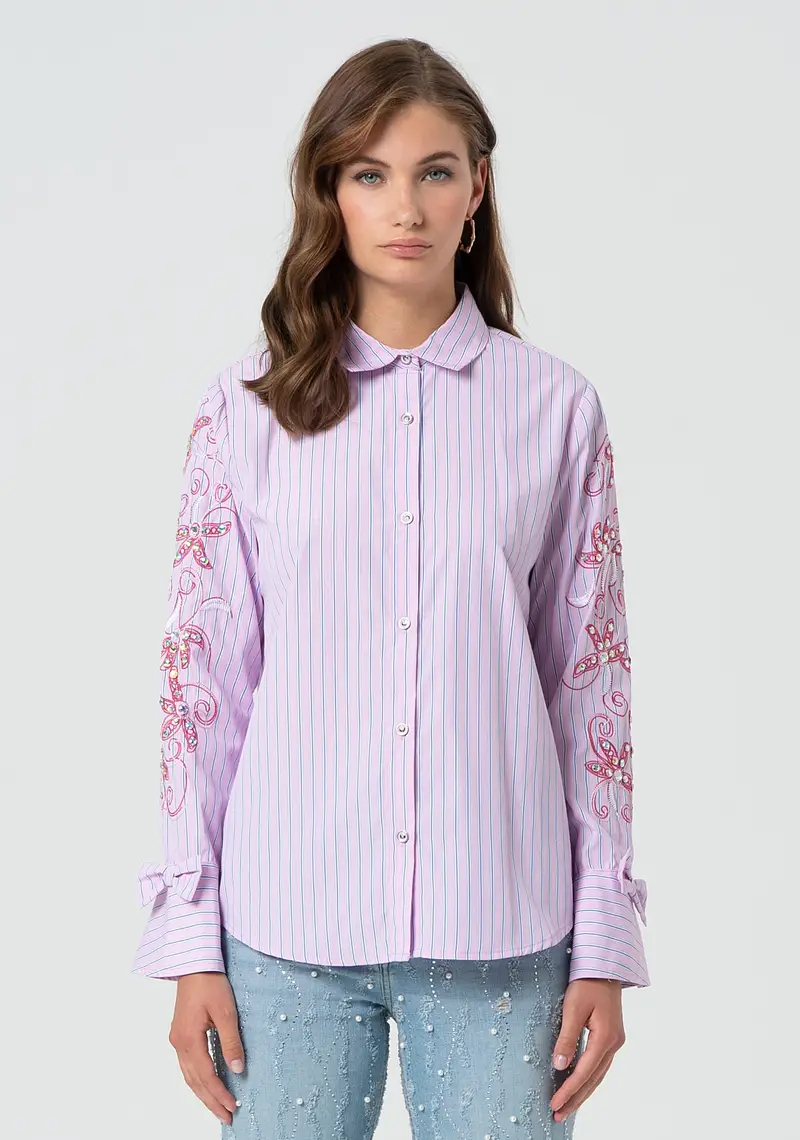 Camicia regular in popeline a righe