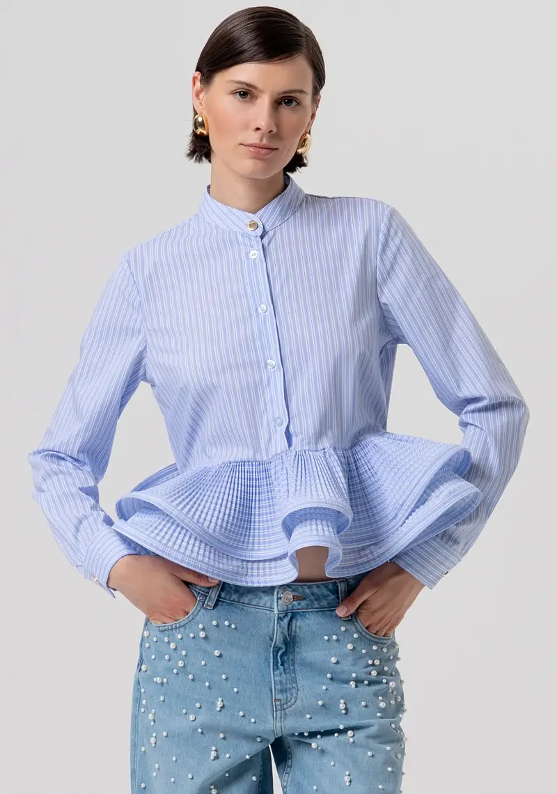 Camicia regular in popeline a righe