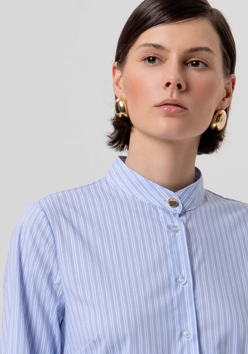 Camicia regular in popeline a righe miniatura 2