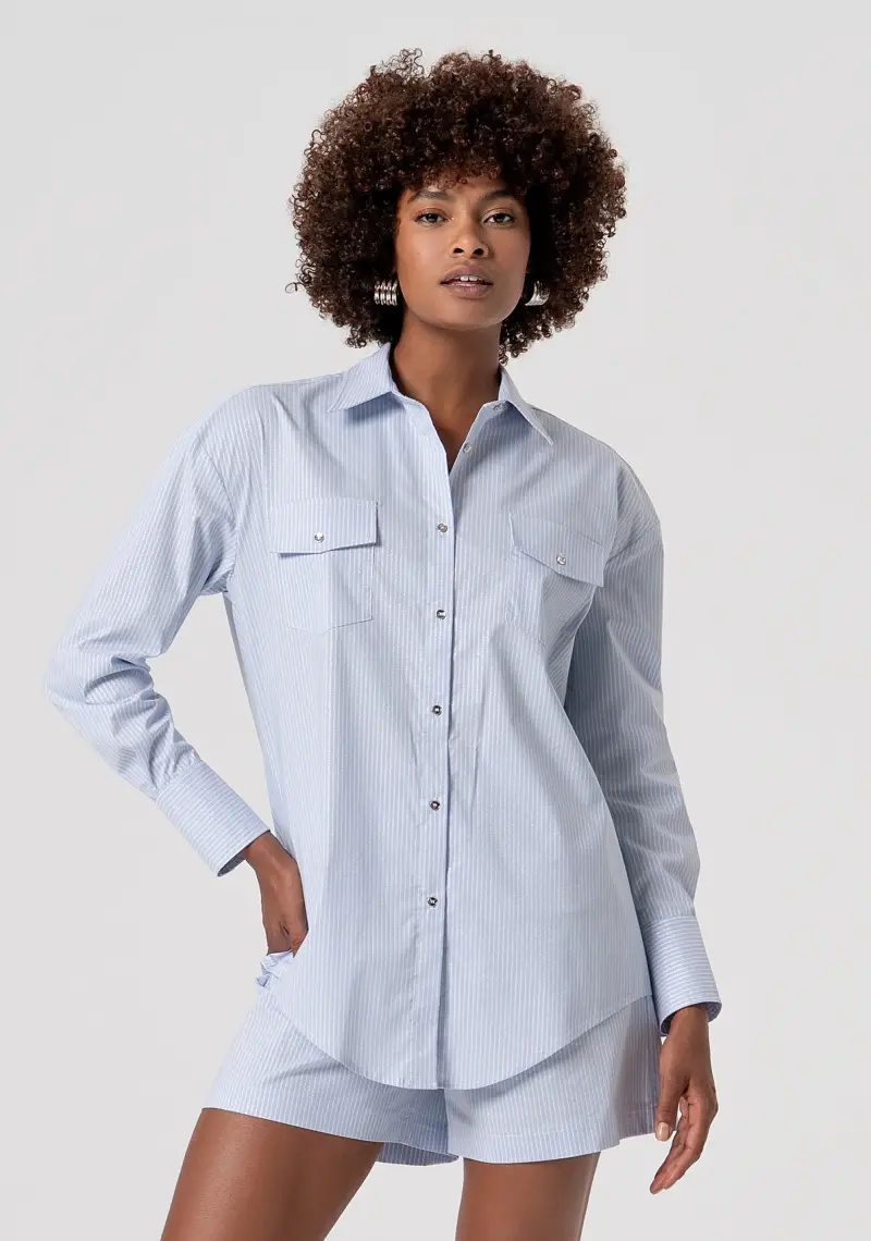 Camicia regular in popeline a righe