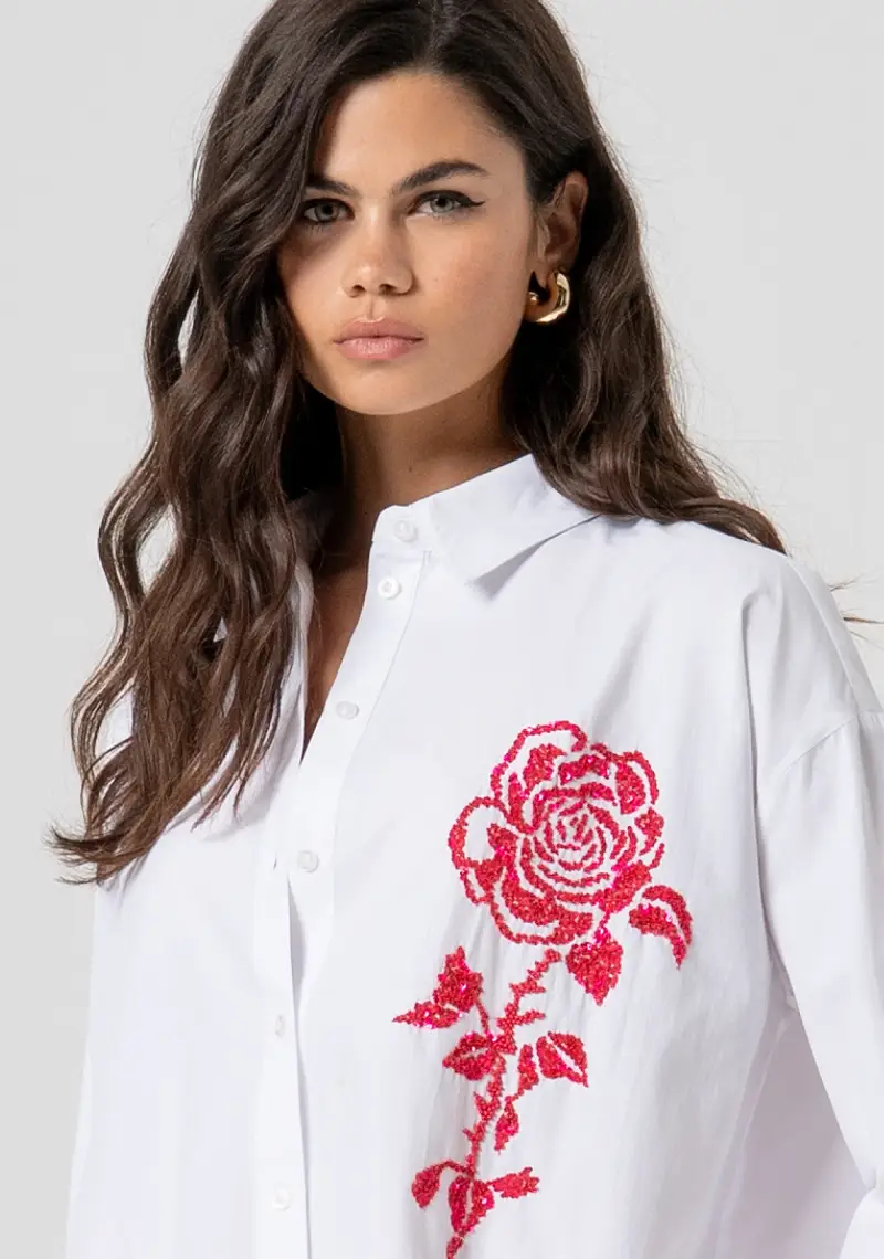 Camicia regular in popeline con ricamo miniatura 2