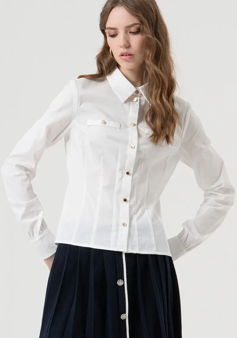 Camicia regular in popeline stretch miniatura 2