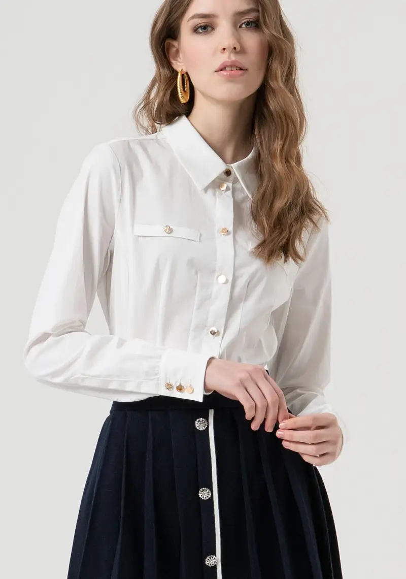 Camicia regular in popeline stretch