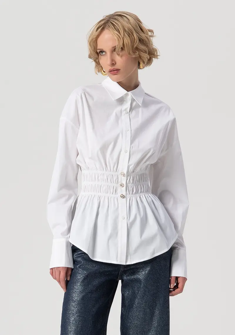 Camicia regular in popeline stretch