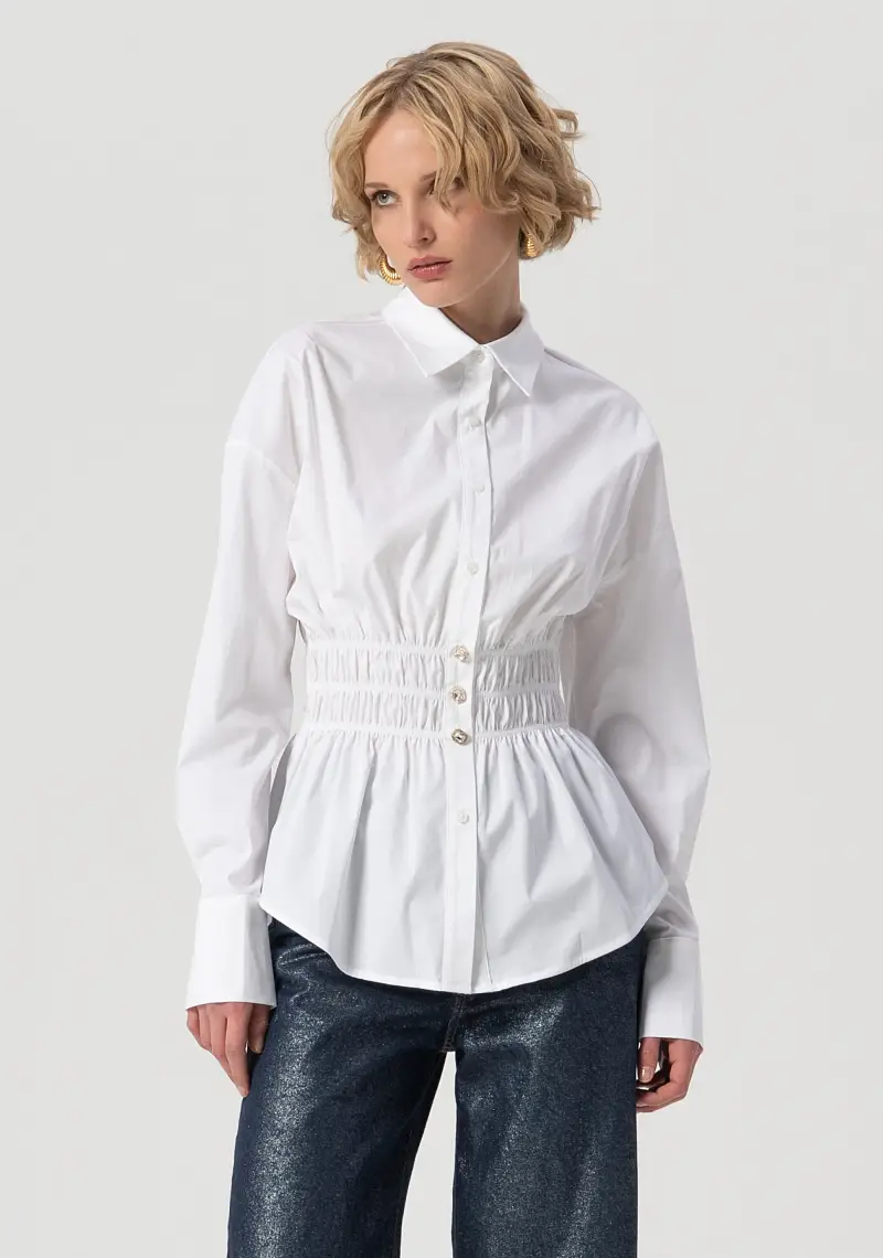 Camicia regular in popeline stretch