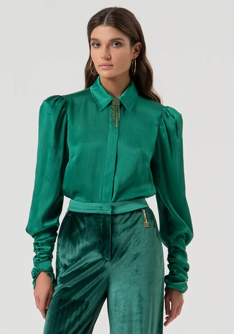 Camicia regular in raso