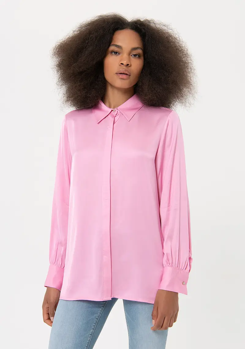 Camicia regular in raso