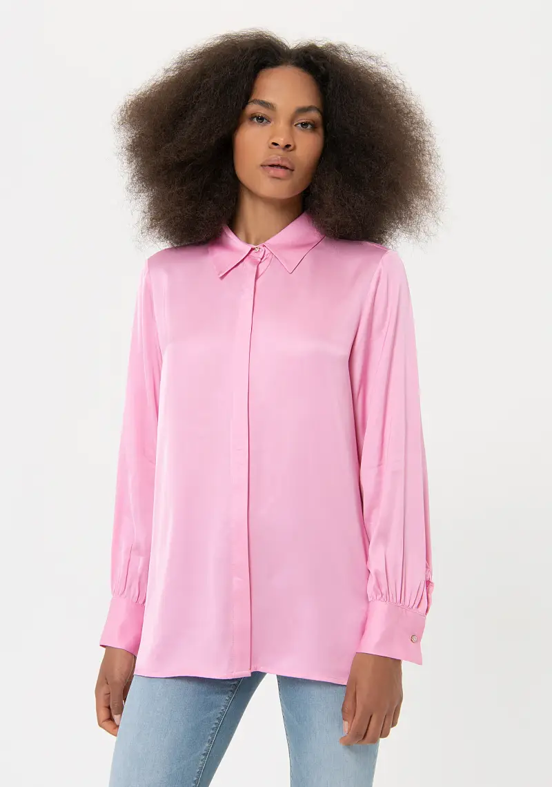 Camicia regular in raso