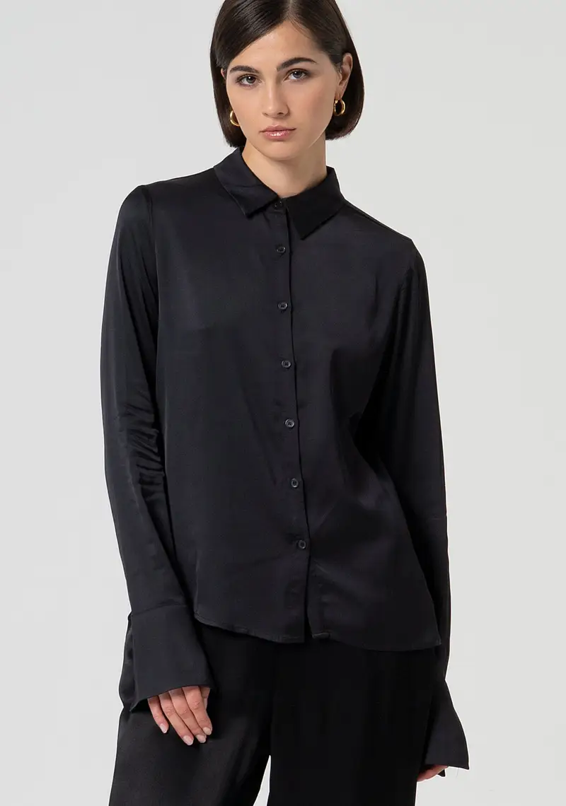 Camicia regular in raso