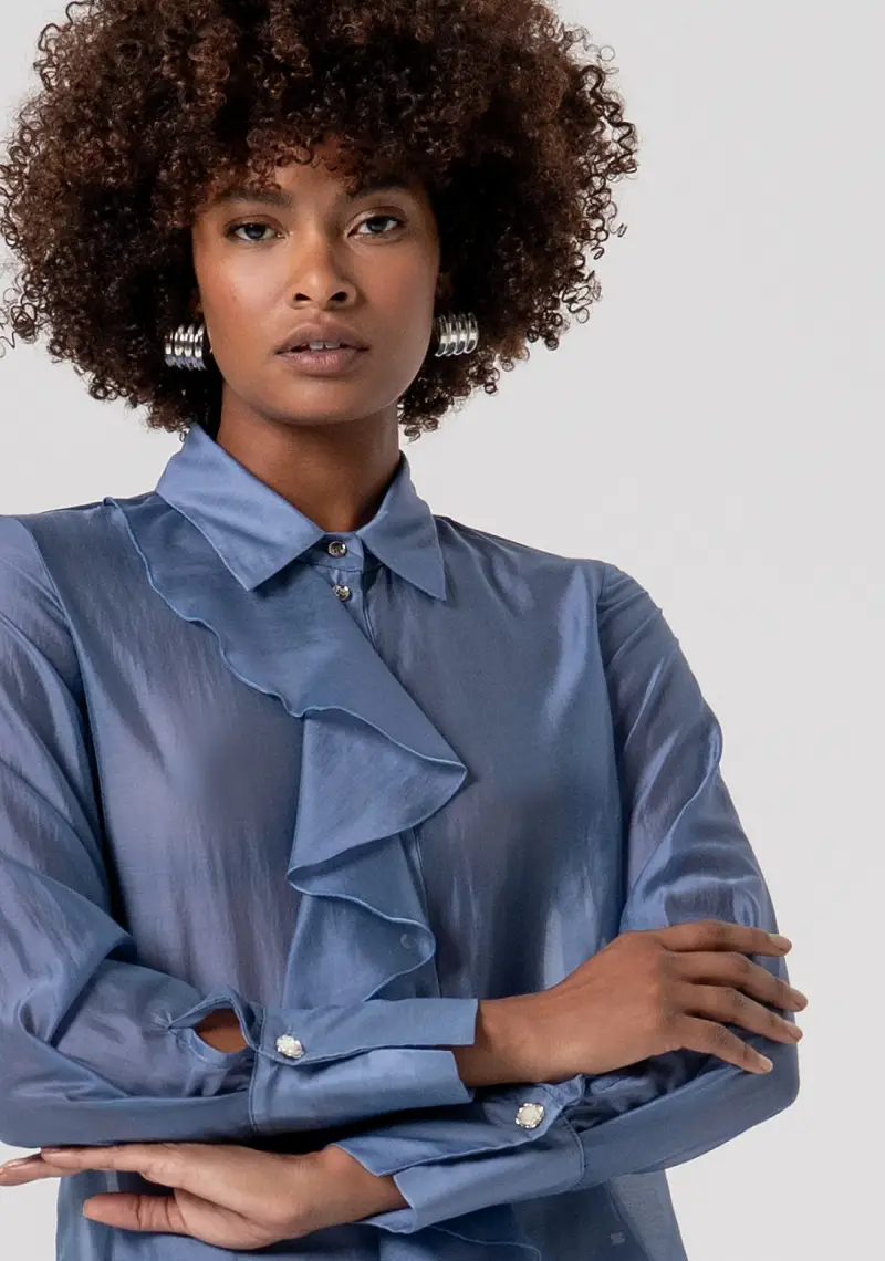 Camicia regular in tencel con gala miniatura 2