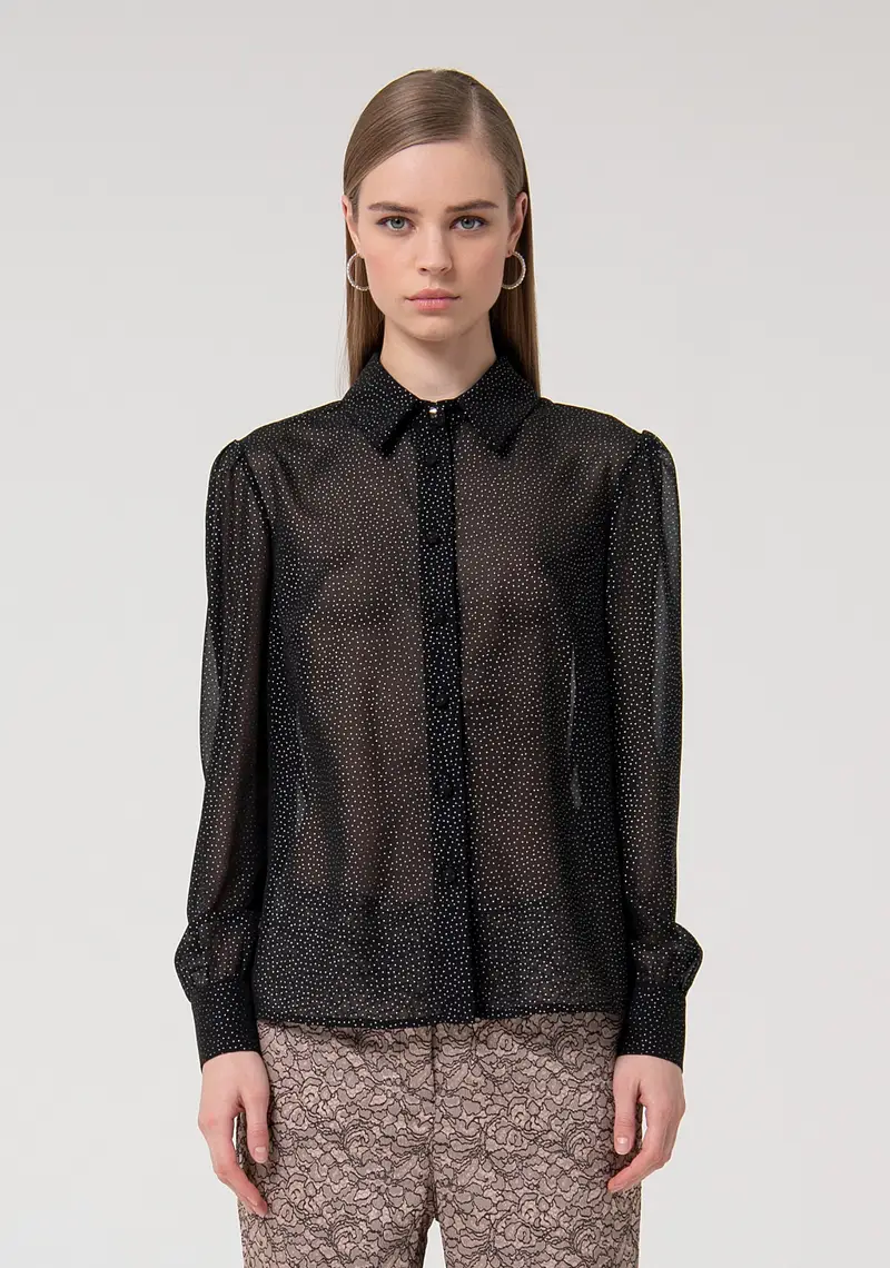 Camicia regular in tessuto con glitter