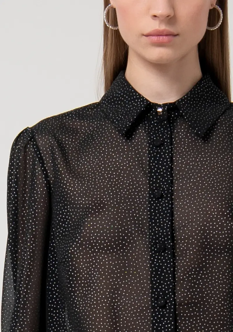 Camicia regular in tessuto con glitter miniatura 2