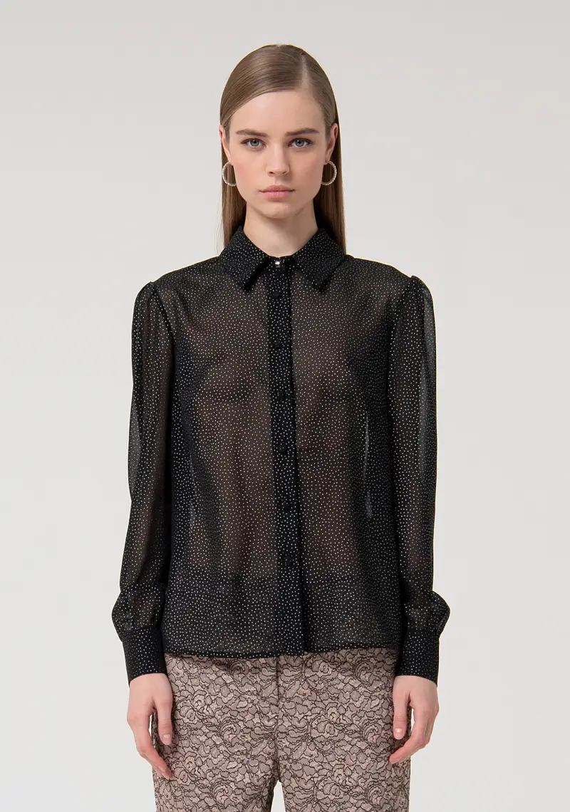 Camicia regular in tessuto con glitter