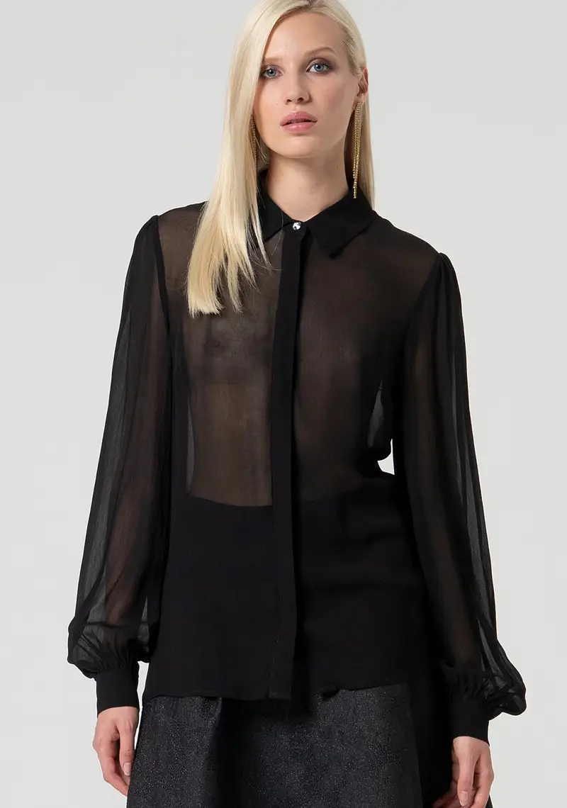 Camicia regular in tessuto trasparente