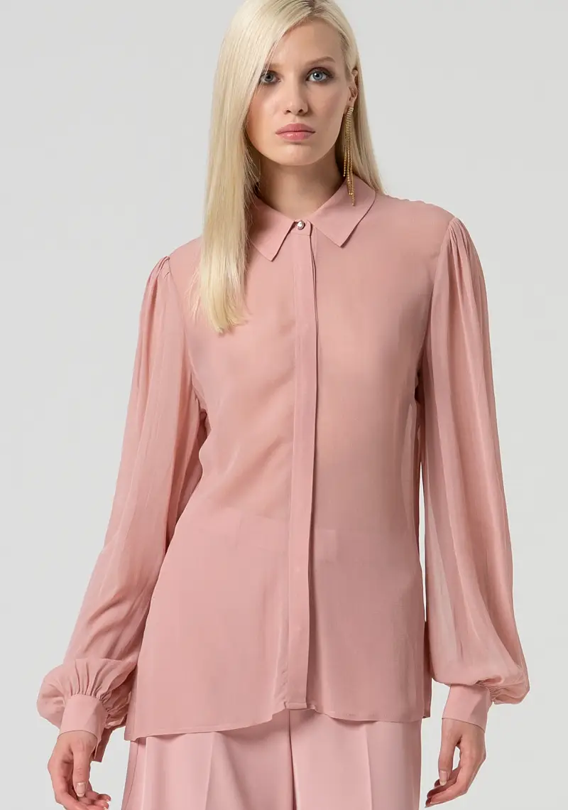 Camicia regular in tessuto trasparente