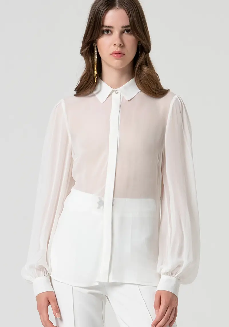 Camicia regular in tessuto trasparente