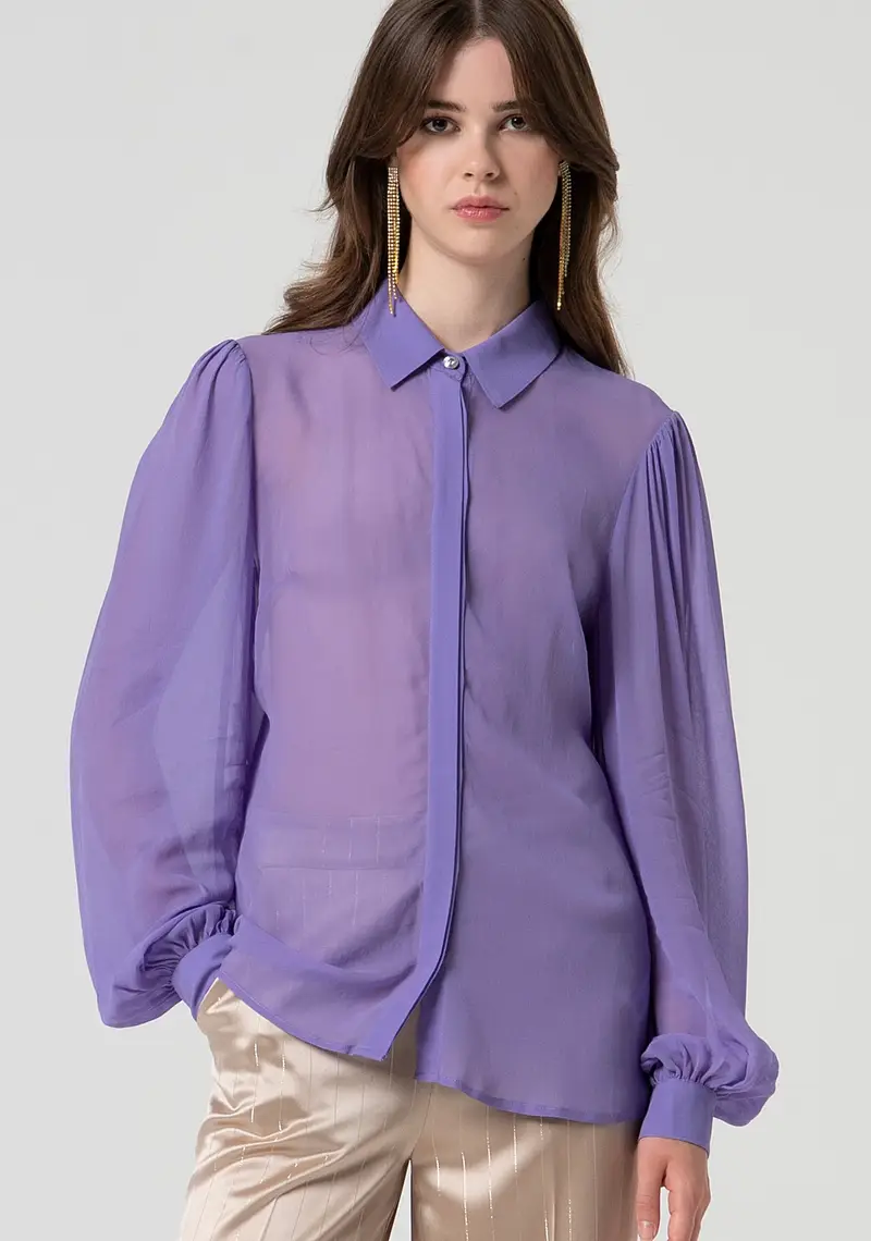 Camicia regular in tessuto trasparente