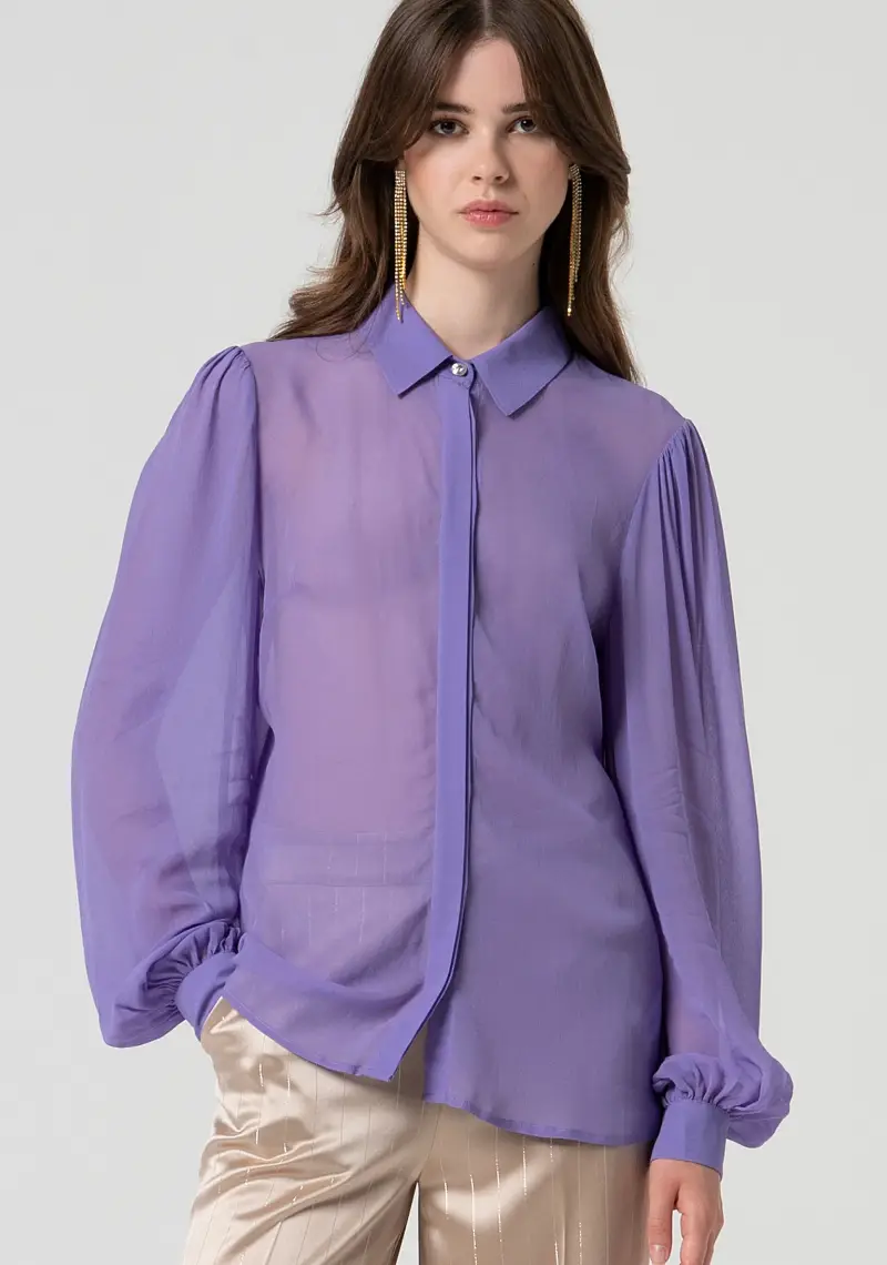 Camicia regular in tessuto trasparente