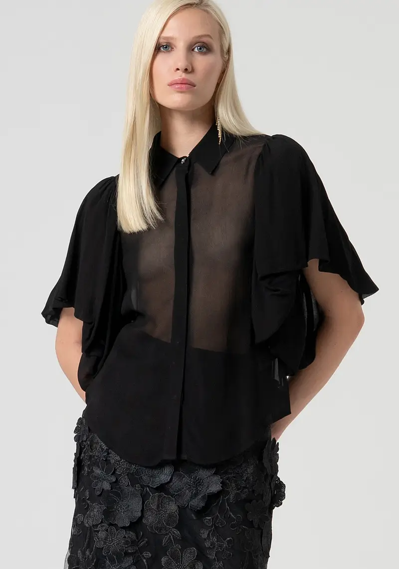 Camicia regular in tessuto trasparente