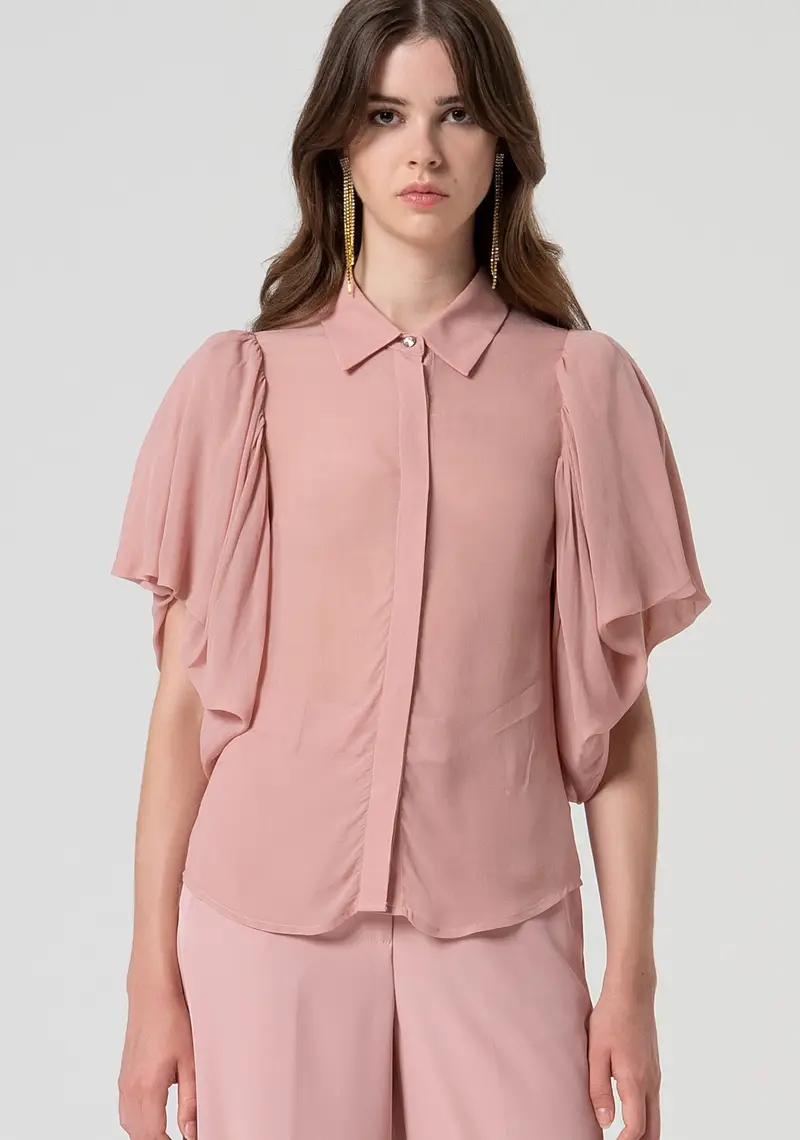 Camicia regular in tessuto trasparente