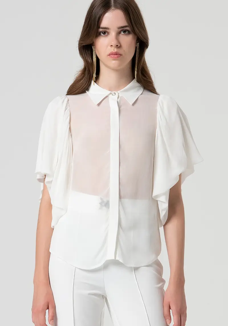 Camicia regular in tessuto trasparente