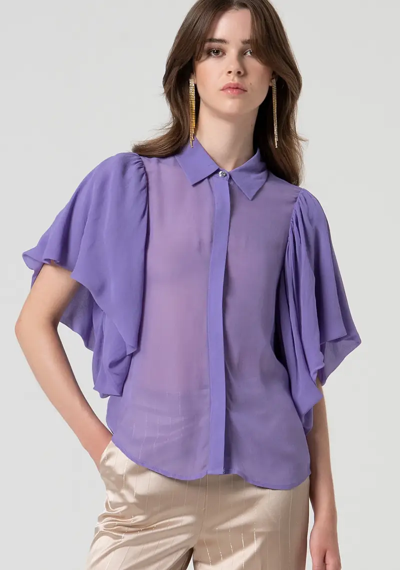 Camicia regular in tessuto trasparente