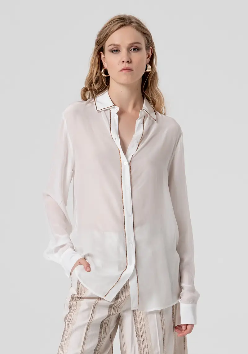 Fracomina Camicia regular in viscosa con strass