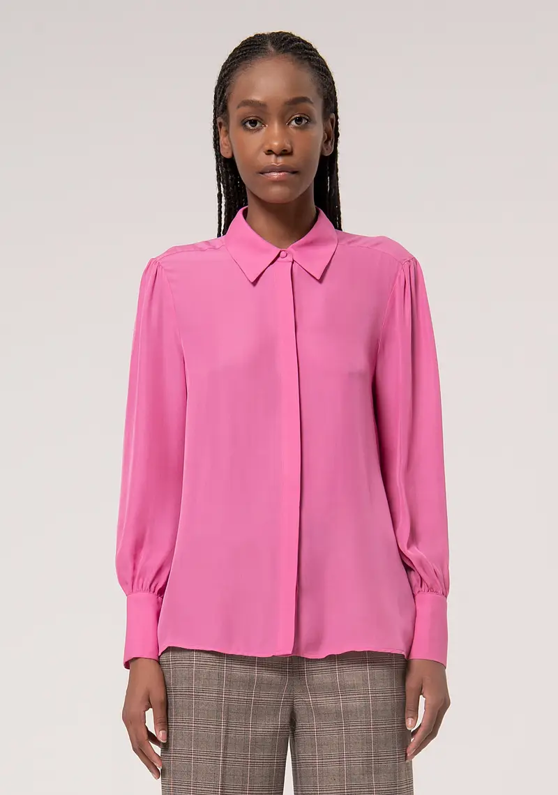 Camicia regular in viscosa e seta