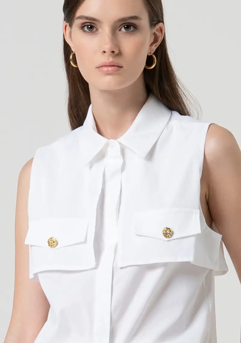 Camicia senza maniche in popeline miniatura 2