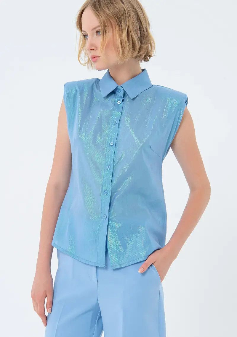 Camicia senza maniche in tessuto dal colore cangiante