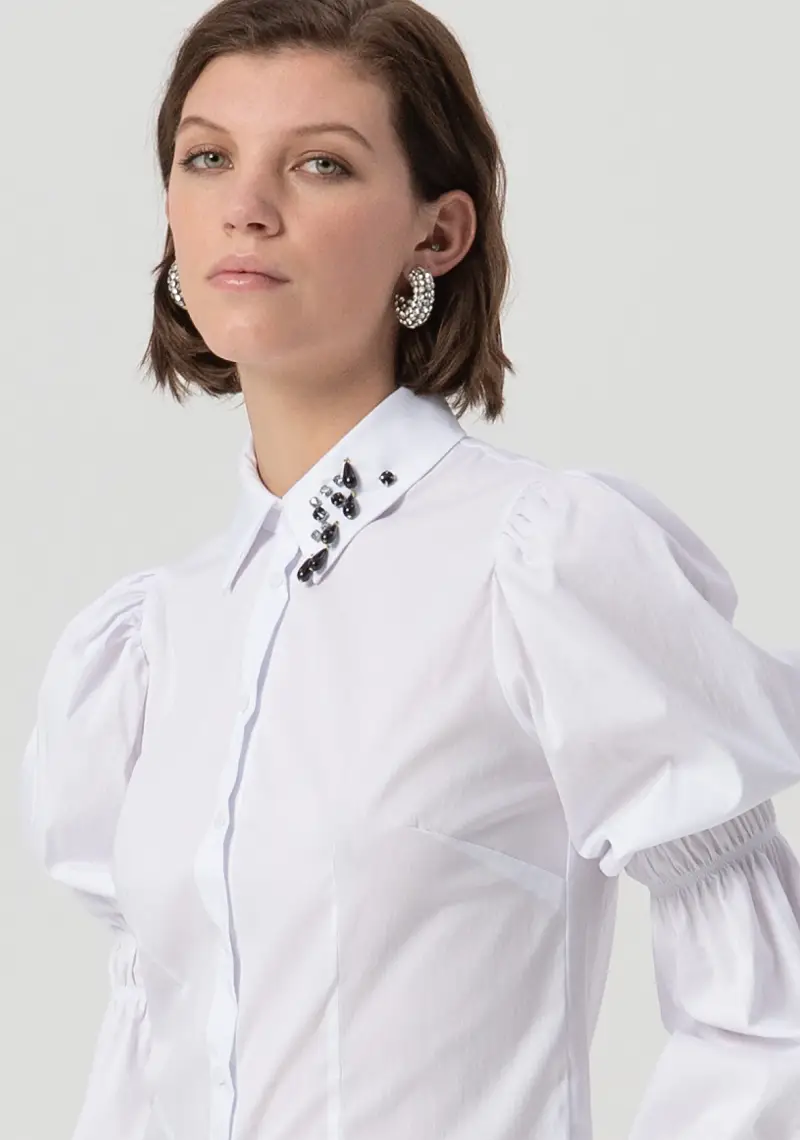 Camicia slim in popeline stretch miniatura 2