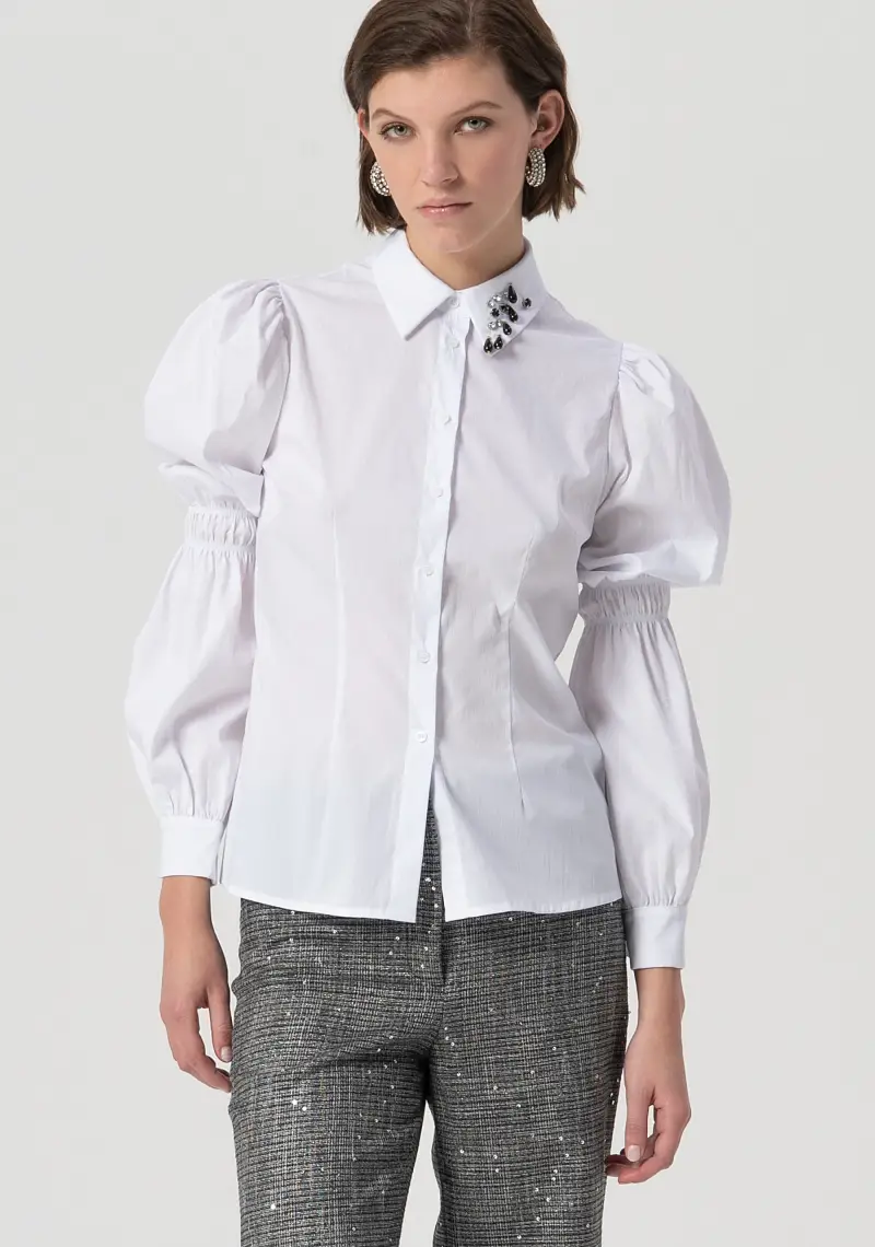 Camicia slim in popeline stretch