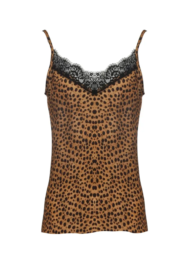 Canotta animalier con pizzo