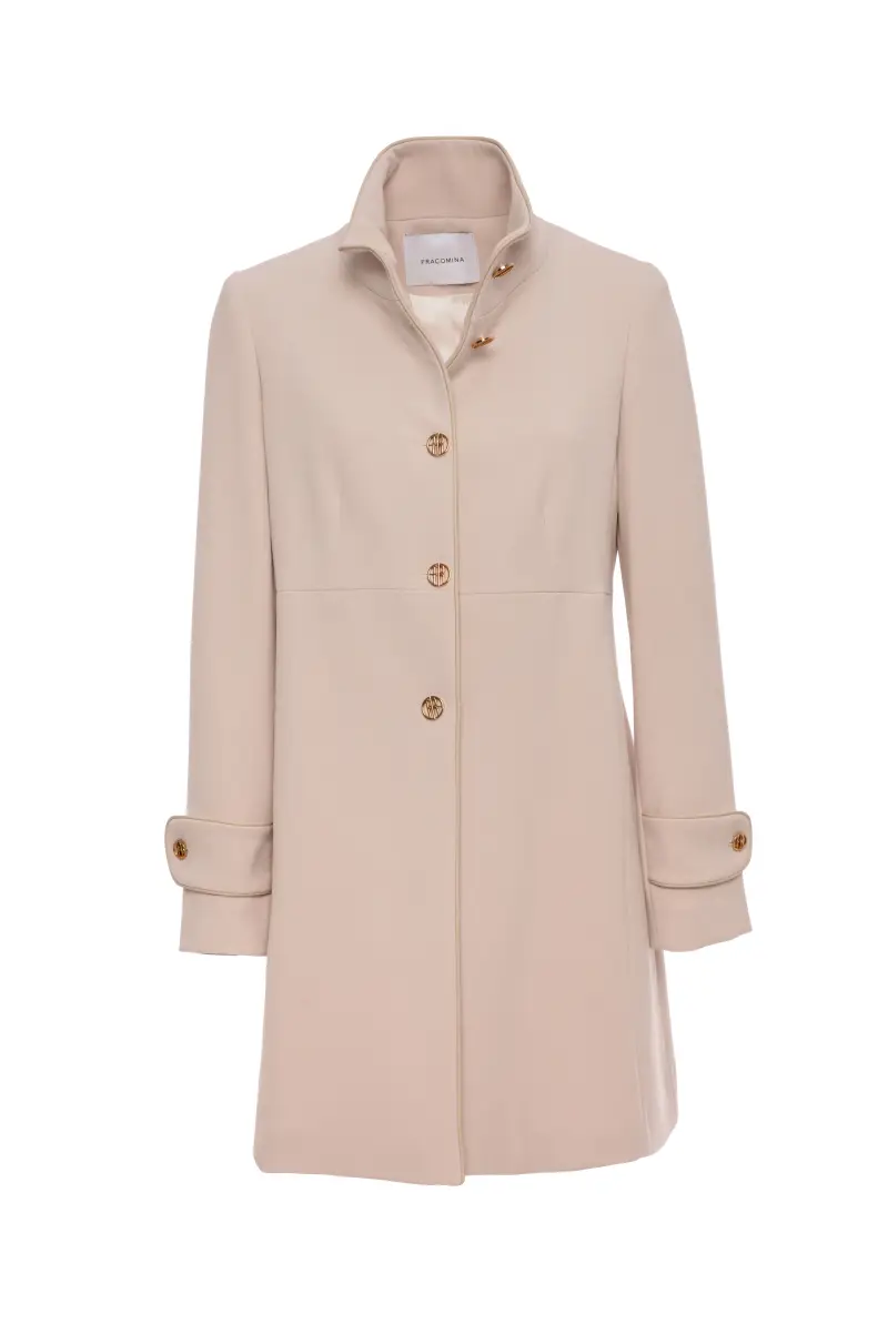 Cappotto a Collo Alto con Bottoni Dorati