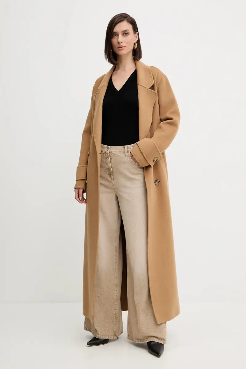 cappotto in lana colore beige FR25WC1001W80201 miniatura 2