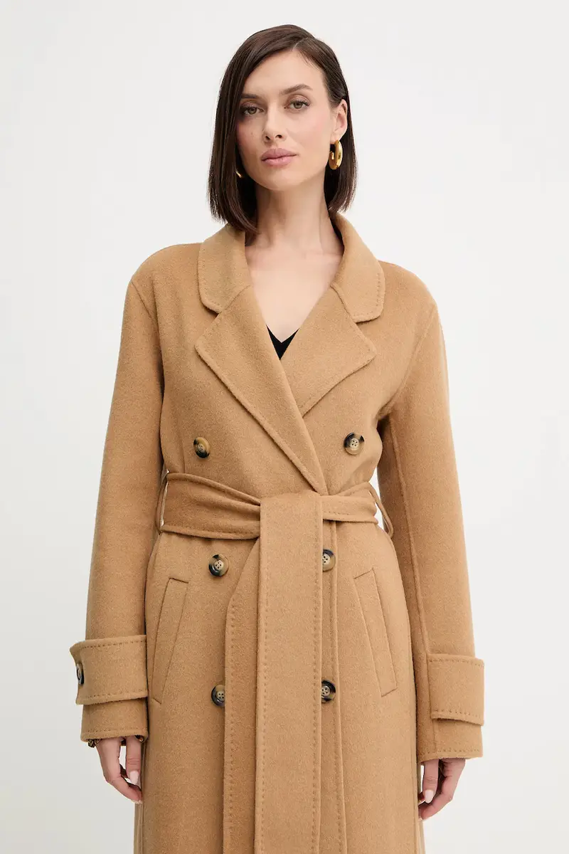 cappotto in lana colore beige FR25WC1001W80201 miniatura 4