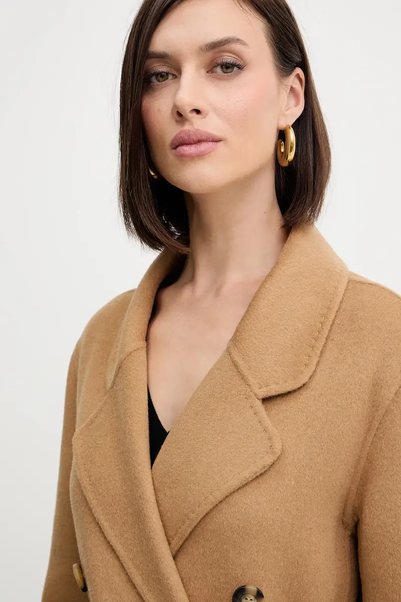 cappotto in lana colore beige FR25WC1001W80201 miniatura 5