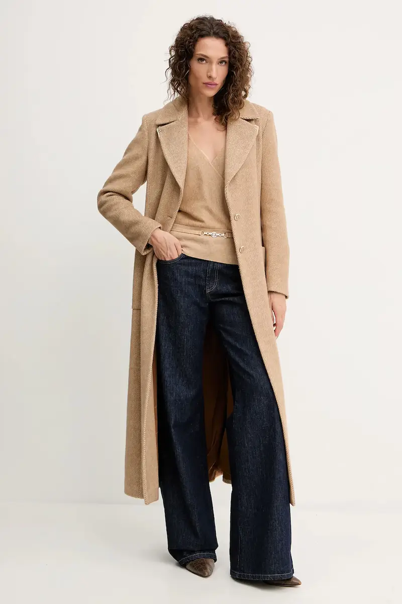 cappotto in lana colore beige FS25WC1011W819K3 miniatura 2