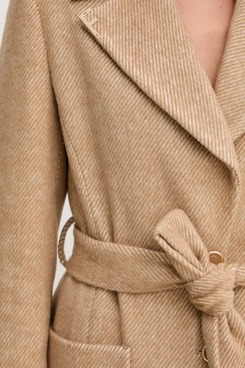 cappotto in lana colore beige FS25WC1011W819K3 miniatura 5