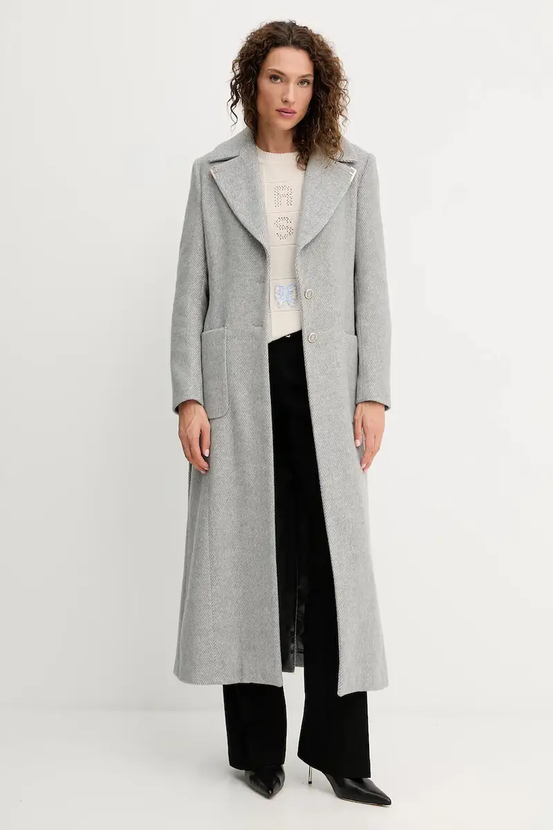 cappotto in lana colore grigio FS25WC1011W819K3 miniatura 2