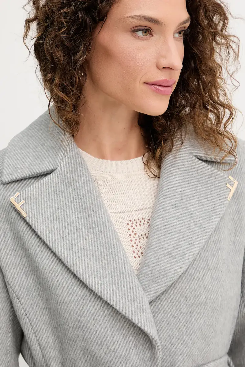 cappotto in lana colore grigio FS25WC1011W819K3 miniatura 4