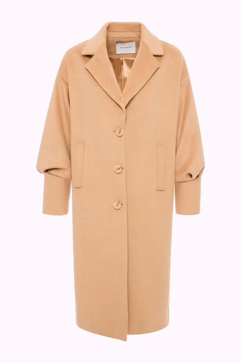 Cappotto Lungo Oversize con Maniche a Palloncino