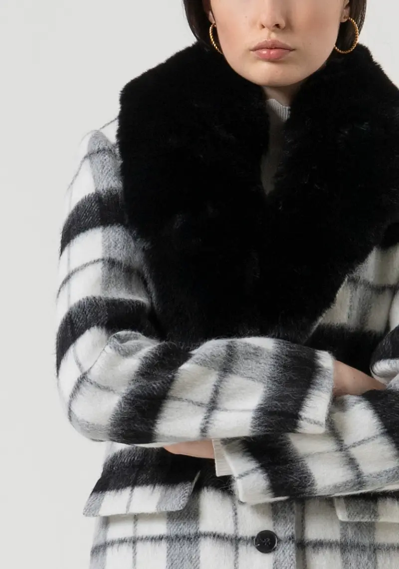 Cappotto slim con lana a quadri miniatura 2