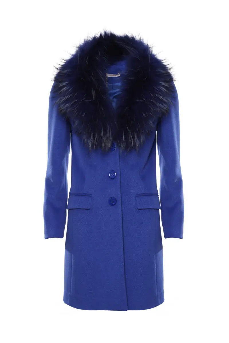 Cappotto slim in panno collo in pelliccia