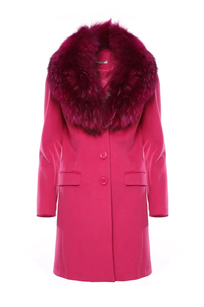 Cappotto slim in panno collo in pelliccia