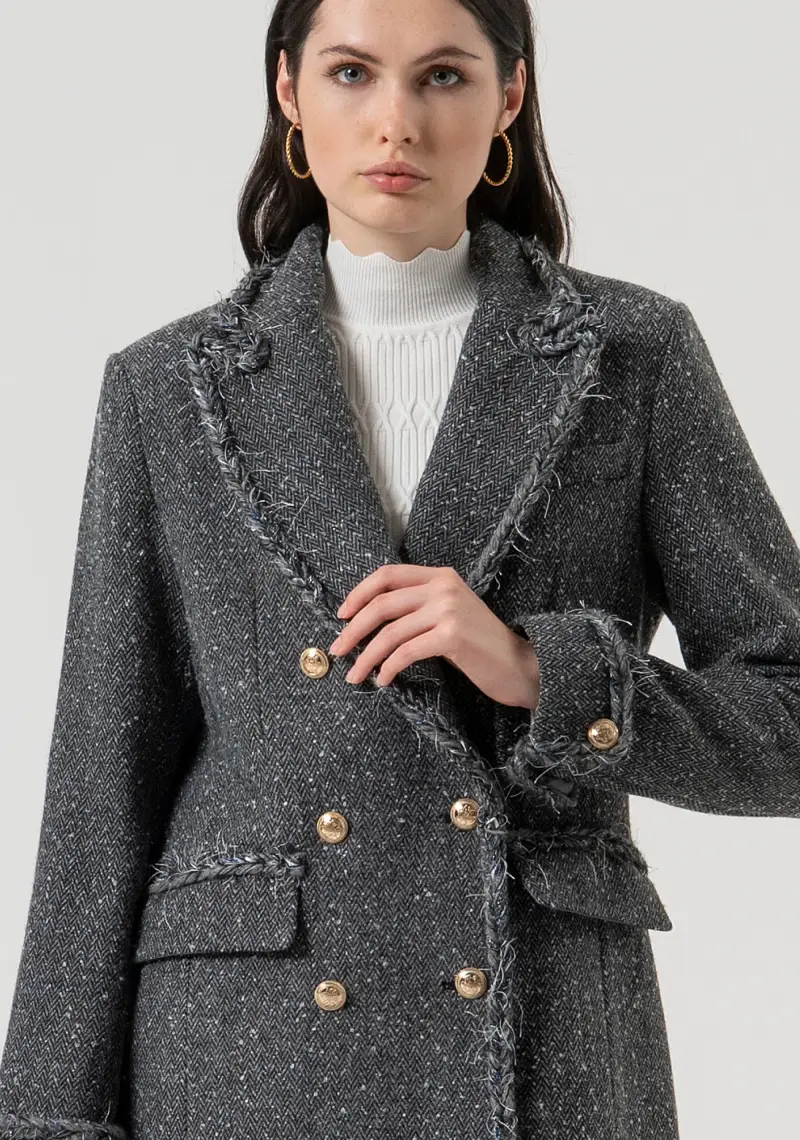 Cappotto slim lungo in tweed miniatura 2