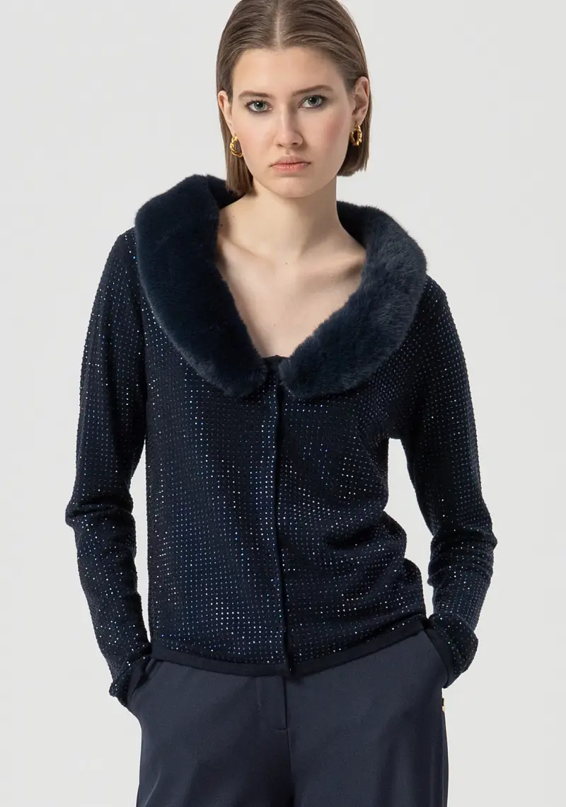 Cardigan regular con strass luminosi