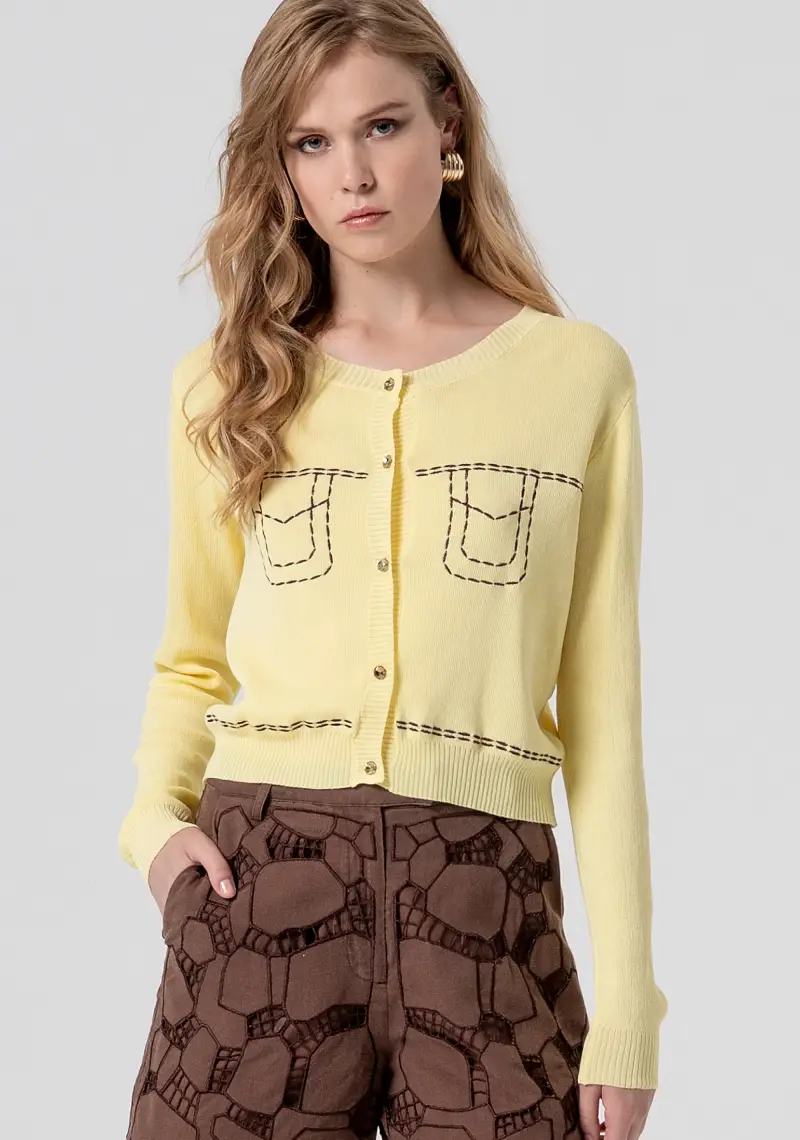 Cardigan regular girocollo